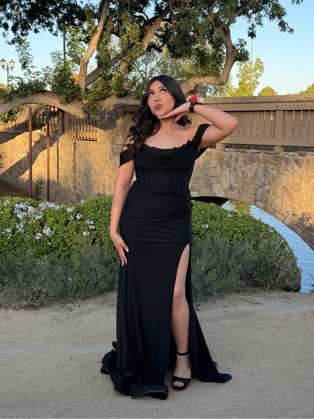 KATIA RAE Juniors' Off Shoulder Corset Gown